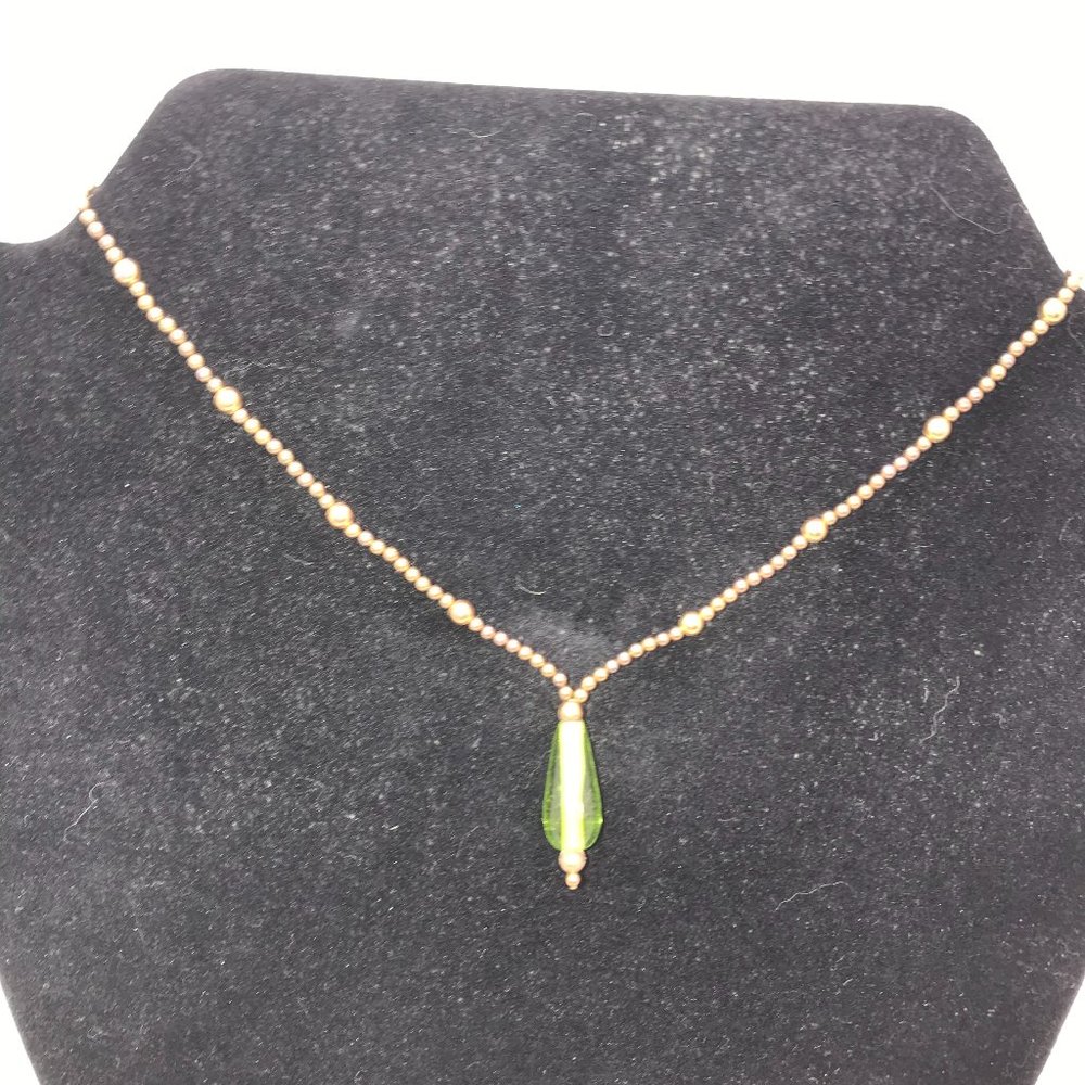 16" Gold and Green Necklace and Earring Set